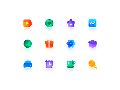 Gradient icons_NO.1 car clock coffee cup colour design education entertainment finance football gift illustration international life media microphone star technology video