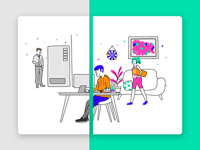 Illustration set for a workplace wellbeing app app branding colorful creative design drawing happiness illustration wellbeing workplace