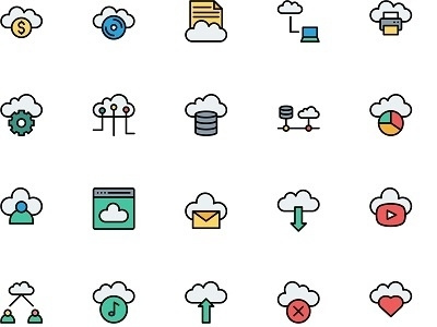 Cloud Computing Color Line cloud computer computing data icon icons internet network phone server vector