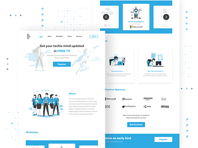 Itrix 19 - Symposium Website Redesign blue itrix itrix19 redesign symposium techfest technical ui uidesign web design website redesign