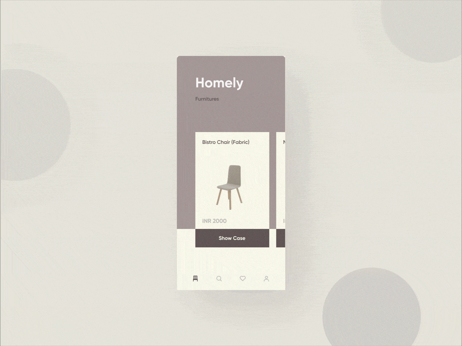 Homely Furniture App UI 3d 3d animation after effects animation app app ui ecommerce app figma furniture app gif inspired ios minimal motion design ui ux