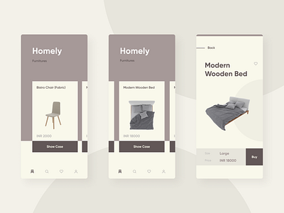 Homely Furniture App Screens app app ui ecommerce app figma furniture app inspired ios minimal ui ux