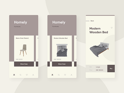 Homely Furniture App Screens