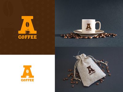 A Coffee a a coffee brand brand identity branding branding design coffee design graphic design illustration logo logo design logotype mockup