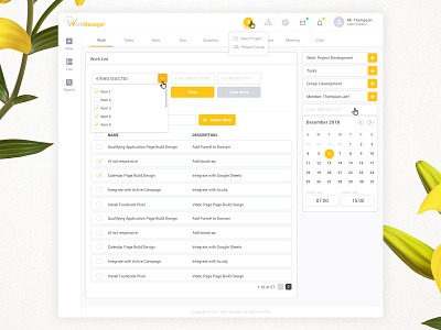 Work Manager Dashboard Interaction