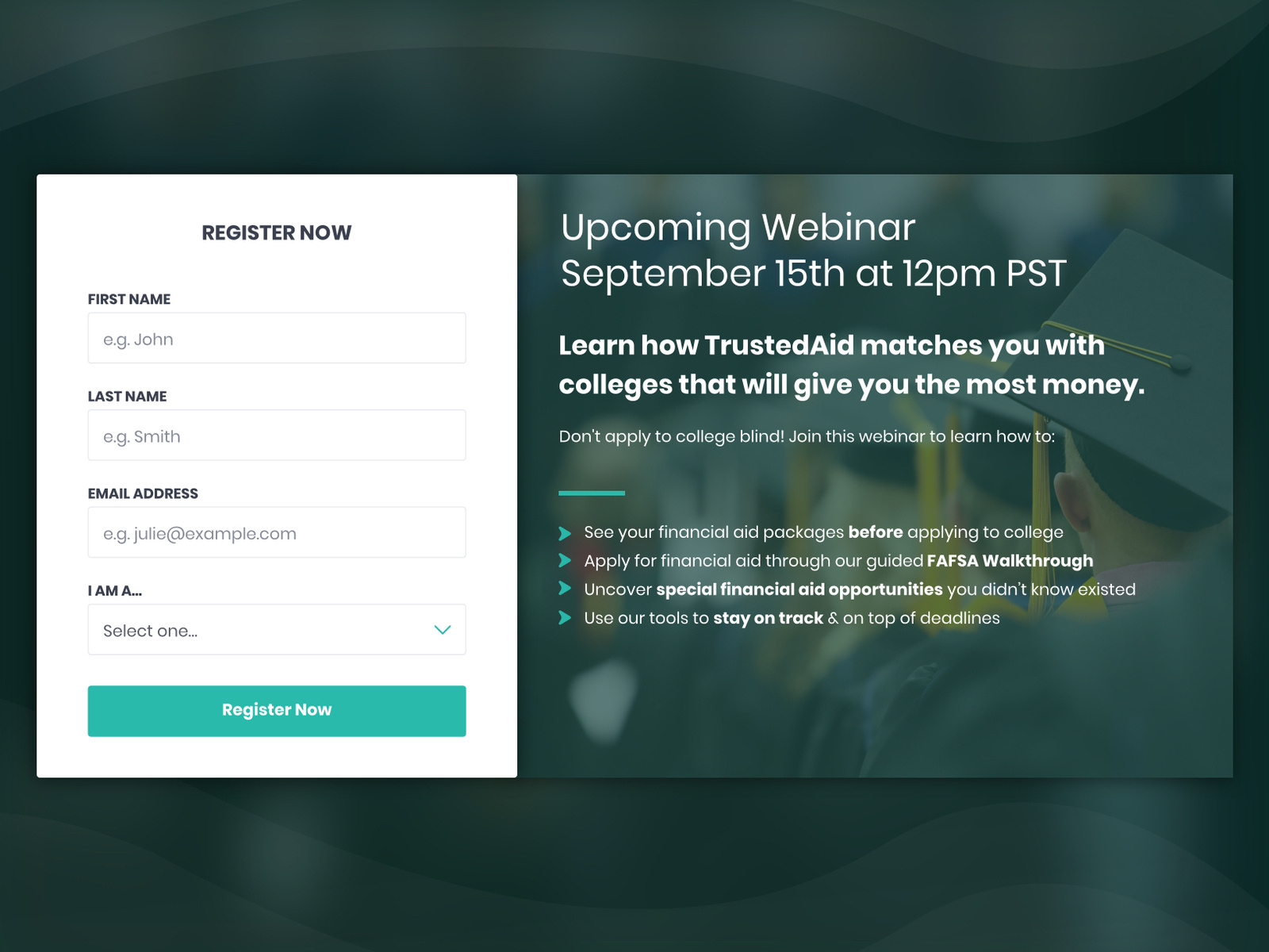 Webinar College Register Form
