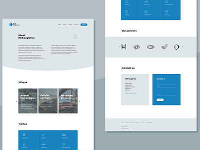 One-page website | Logistics company blue business website simple ui web design website