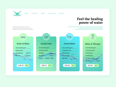 Swimming Pool & Spa pricing page blue design pricing page pricing plans spa swimming ux water web design website