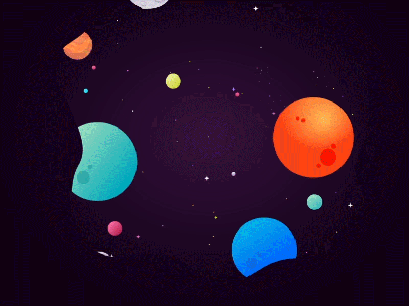 Hello dribbble 2d animation dribbble hello planets space welcome