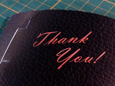 Thank You! card stock prototype thank you