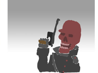 Red Skull colourizing comic drawing