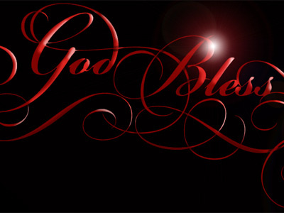 God Bless us... Everyone! red script