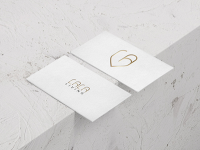 La La Living business card design gold heart interior logo