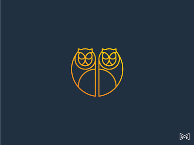 Owl Logo bird birds blue icon illustration lineart logo monogram olws owl yellow