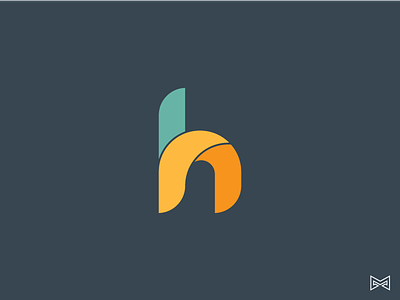 H Monogram blue h icon illustration letter line logo monogram typo typography vector yellow