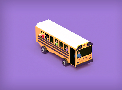 School Supply Drive 3d 3d illustration bus characters design education kids maya purple school school supplies vray