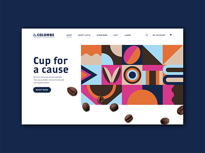 La Colombe Landing Page Redesign colorful geometric graphic design illustration la colombe landing page vote web design webpage design