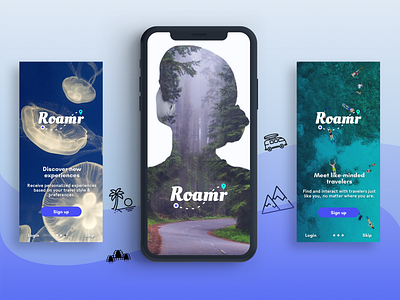 Find Your Next Adventure adventure adventure icons branding discover more places explore female empowerment icons meet people mobile application people places travel travel app