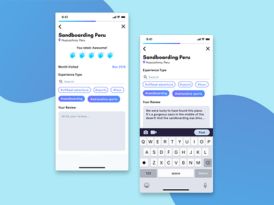 Post Review Screens - Travel App