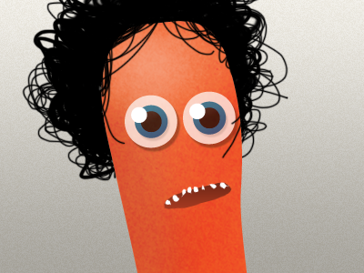 Mr. carrot head carrot digital eyes face illustration