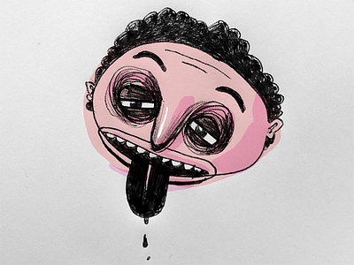 Drooler analogue ballpoint character face illustration