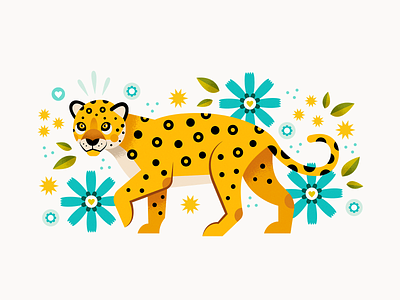 Jaguar floral illustration jaguar nature