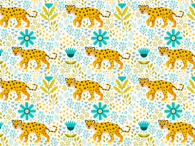 Jaguar Pattern floral illustration jaguar nature pattern