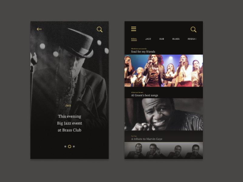 Concert app sketch. by Alexandr Domnikov on Dribbble