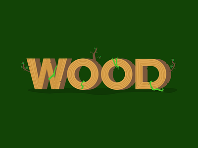 Wood lettering art flat illustration letters logo wood