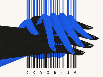 Scammers making money during the pandemic artwork barcode blue coronavirus covid 19 editorial illustration hands illustration vector