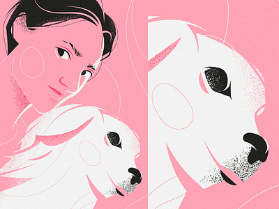two girls adobe illustrator artwork dog face flat girl illustration pet pink portrait vector