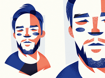 Pewdiepie adobe illustrator artwork blue face flat illustration orange portrait vector vector illustration