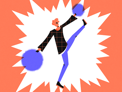 Just saying hi! adobe illustrator artwork blue character dancing flat fun illustration orange positive vector