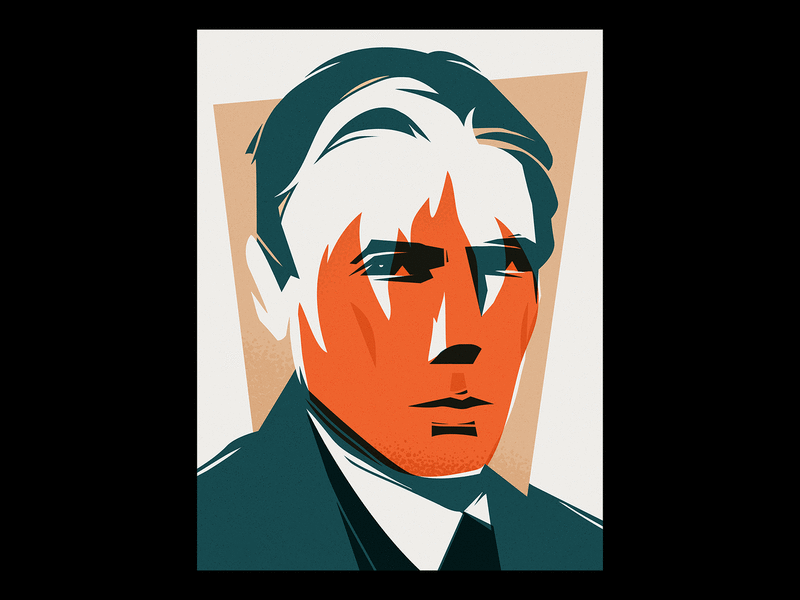 Mikhail Bulgakov adobe illustrator artwork face fire flat illustrator motion portrait vector vector illustration