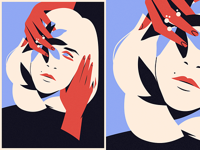 Calm adobe illustrator artwork blue calm face fashion flower girl illustration portrait red vector vector illustration