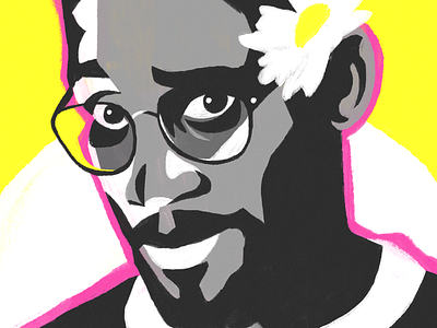 Plug One of De La Soul artwork daisy delasoul face flat flower glasses hiphop illustration pink portrait yellow