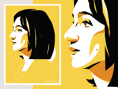 The first female president of Moldova 💛 artwork face illustration portrait profile woman yellow