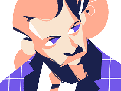 Classy gentleman artwork beard bold fashion gentleman illustration moustache orange portrait purple vibrant