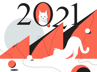 HAPPY NEW YEAR! 🐈 2021 adobe illustrator artwork cat christmas tree cute happy new year illustration newyear orange pet vector