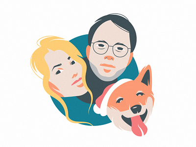 Family 2d adobe illustrator art artwork circle design dog flat illustration portrait vector