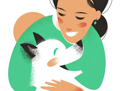 happy dog adobe illustrator artwork dog face girl green illustration orange pet portrait vector vector illustration