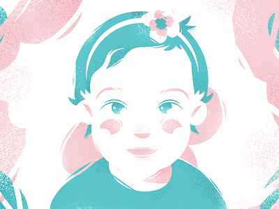 adorable baby girl adobe illustrator art artwork baby cute design face flower girl green illustration pink portrait vector vector art vector illustration