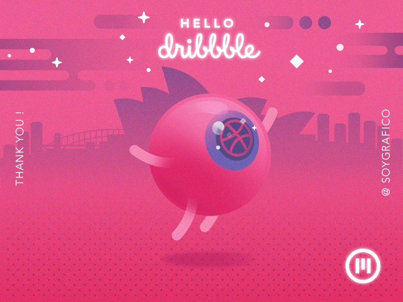 Hello Dribbblers sydney excitement greeting debut first shot