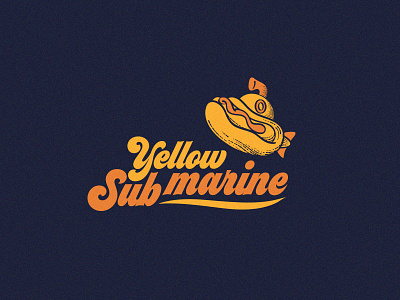 Yellow Submarine Hotdog Bar branding hotdog logo design submarine vintage