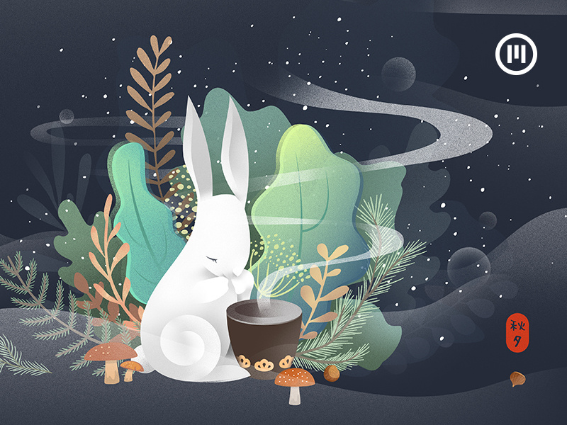 Mid-Autumn Festival mooncake hand-drawn rabbit mid-autumn festival