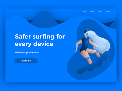 Safer Surfin' illustration landing one page surfing ui ux vpn web