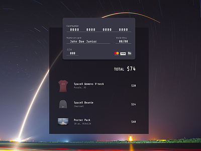 UI Design - SpaceX Checkout credit card checkout ecommerce rocket shopping cart spacex ui design