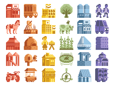 Paraguay in icons 🇵🇾 architecture icon icon design paraguay pixel art rainbow transportation