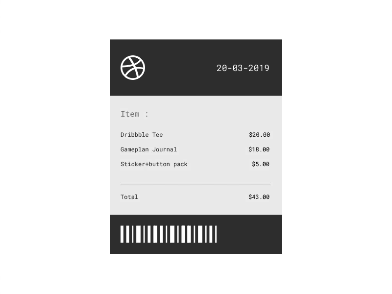 Email receipt by Aldino Satria on Dribbble