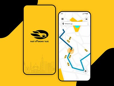 Fast Booking Taxi Mobile App app booking design drawing fast taxi app ux